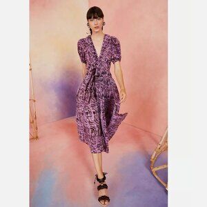 Ulla Johnson Kemala Purple Midi wrap dress